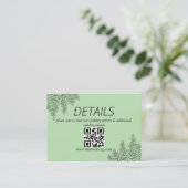 Sage Green Fern Leaf Wedding QR Code Informatiekaartje (Staand voorkant)