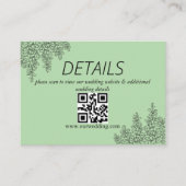 Sage Green Fern Leaf Wedding QR Code Informatiekaartje (Voorkant)