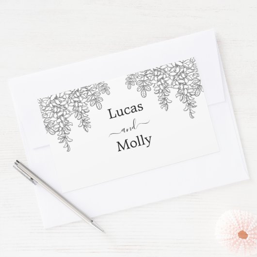 Sage Green Fern Leaf Wedding Rechthoekige Sticker (Envelop)
