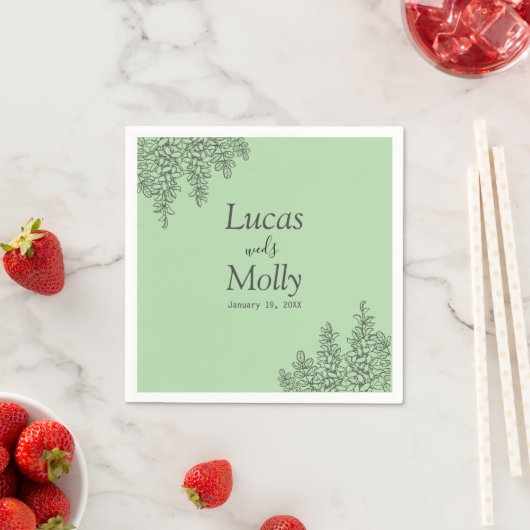 Sage Green Fern Leaf Wedding Servet (Insitu)