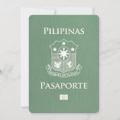 Sage Green Filippijnen Paspoort Bewaar de datum Save The Date (Voorkant)
