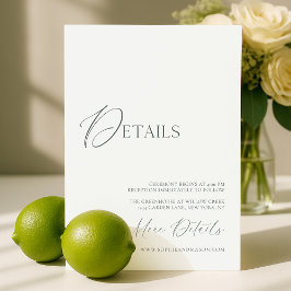 Sage Green Fine Art Marble Wedding Details Card Kaart