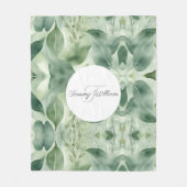 Sage Green Flora Elegant Fleece Deken (Voorkant)