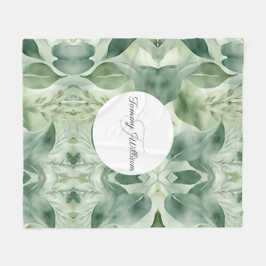 Sage Green Flora Elegant Fleece Deken (Voorkant (Horizontaal))