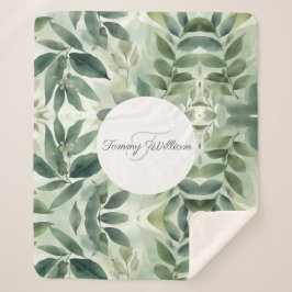 Sage Green Flora Elegant Sherpa Deken