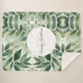 Sage Green Flora Elegant Sherpa Deken (Voorkant (horizontaal))