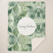 Sage Green Flora Elegant Sherpa Deken (Voorkant)