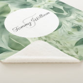 Sage Green Flora Elegant Sherpa Deken (3/4)