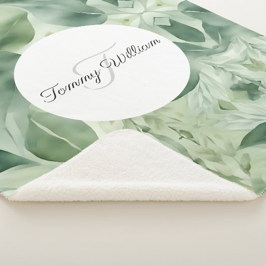 Sage Green Flora Elegant Sherpa Deken (3/4)