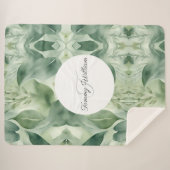 Sage Green Flora Elegant Sherpa Deken (Voorkant (horizontaal))