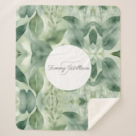 Sage Green Flora Elegant Sherpa Deken