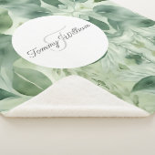 Sage Green Flora Elegant Sherpa Deken (3/4)