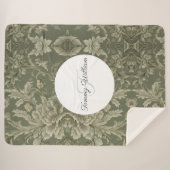 Sage Green Flora Elegant Sherpa Deken (Voorkant (horizontaal))