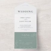 Sage green floral All in One bruiloft Invitation All In One Uitnodiging (Binnen)