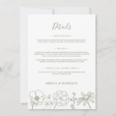 Sage Green Floral Alles in één elegante bruiloft Kaart (Achterkant)