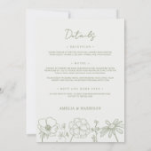 Sage Green Floral Alles in één elegante bruiloft Kaart (Achterkant)