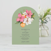 Sage Green Floral Arch all in one Wedding Kaart (Staand voorkant)
