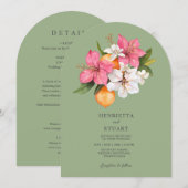 Sage Green Floral Arch all in one Wedding Kaart (Voorkant / Achterkant)