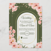 Sage Green Floral Arch Wedding Invitation Kaart (Voorkant / Achterkant)