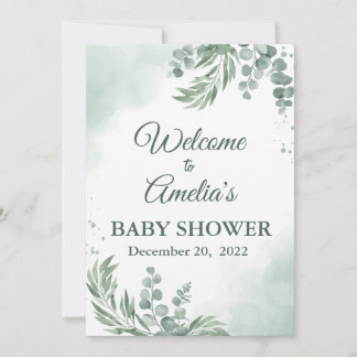 Sage Green Floral Baby shower Girl Welkom inloggen