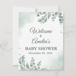 Sage Green Floral Baby shower Girl Welkom inloggen Save The Date