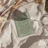 Sage Green Floral Botanical QR Code Photo  Wedding Kaart