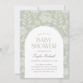 Sage Green Floral Botanisch Baby shower Kaart (Voorkant)