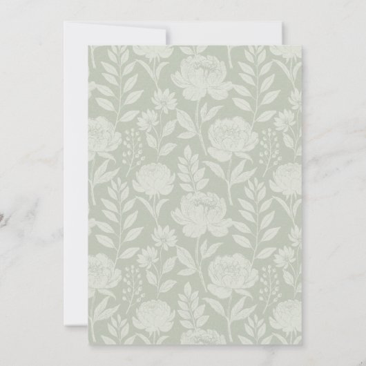 Sage Green Floral Botanisch Baby shower Kaart (Achterkant)