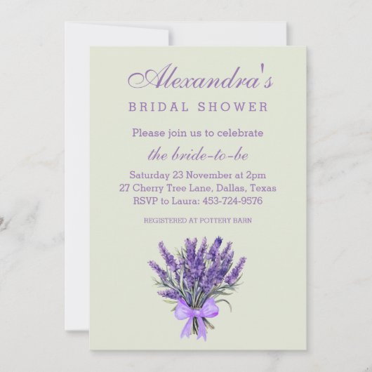 Sage Green Floral Bow Lavendel Vrijgezellenfeest Kaart (Voorkant)
