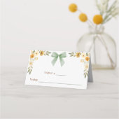 Sage Green Floral Bow Tent Card Place Setting Plaatskaartje (Voorkant)