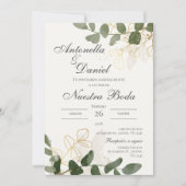 Sage Green Floral bruiloft uitnodiging in het Spaa (Voorkant)