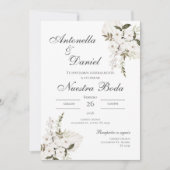 Sage Green Floral bruiloft uitnodiging Spaanse nat (Voorkant)