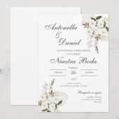 Sage Green Floral bruiloft uitnodiging Spaanse nat (Voorkant / Achterkant)