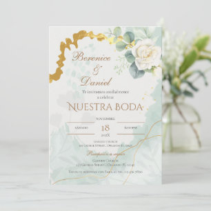 Sage Green Floral bruiloft uitnodiging Spaanse nat