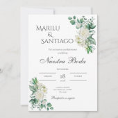 Sage Green Floral bruiloft uitnodiging Spaanse nat (Voorkant)