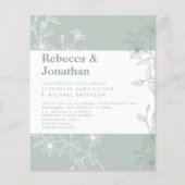 Sage Green Floral Budget Paper Wedding Invitation (Voorkant)