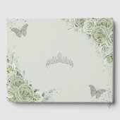Sage Green Floral Butterflies Silver Quinceañera Gastenboek (Achterkant)