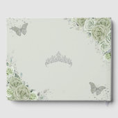 Sage Green Floral Butterflies Silver Quinceañera Gastenboek (Achterkant)
