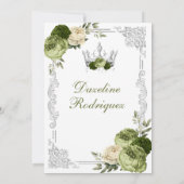 Sage Green Floral Butterfly Quinceanera Kaart (Achterkant)