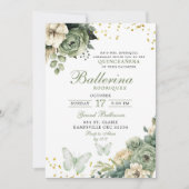 Sage Green Floral Butterfly Quinceanera Kaart (Voorkant)