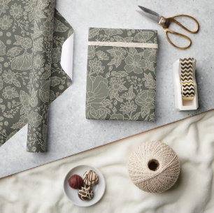 Sage Green Floral Cadeaupapier