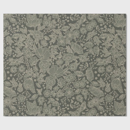 Sage Green Floral Cadeaupapier (Vlak)