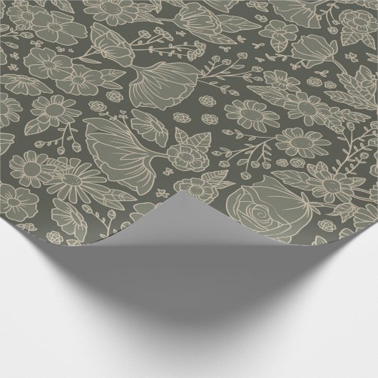 Sage Green Floral Cadeaupapier (Hoek)