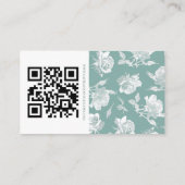 Sage Green Floral Calligraphy QR Info Wedding Informatiekaartje (Achterkant)
