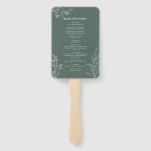 Sage Green Floral Ceremony Programme Hand Fan Handwaaier (Achterkant)