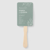 Sage Green Floral Ceremony Programme Hand Fan Handwaaier (Voorkant)