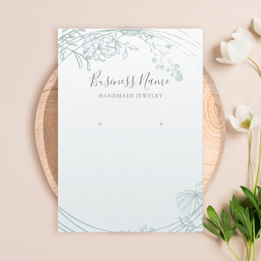 Sage Green Floral Circle Earning Jewelry Display Visitekaartje