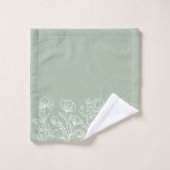 Sage Green Floral Contemmodern Boho minimalist Bad Handdoek (Wasdoekje)