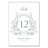 Sage Green Floral Crest Elegante Victoriaans bruil Kaart (Achterkant)