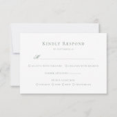 Sage Green Floral Crest Monogram Elegante Huwelijk RSVP Kaartje (Achterkant)